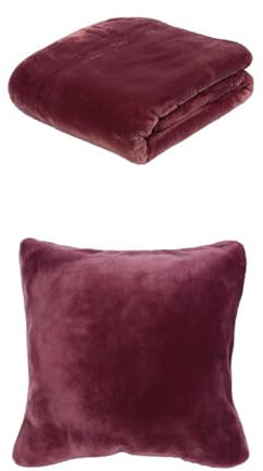Gözze Premium Cashmere-Feeling Decke und 2er Set Cashmere-Feeling Kissen, 130x170 cm + 50x50 cm, Farbe: Beere