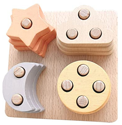 Vaguelly 1 Satz Säulen Set Für Kleinkinder Spielzeug Stapelspielzeug Stapelblöcke Formsortierer Blöcke Für Kleinkinder 1–3 Holzspielzeug Bunte Blöcke Aus Holz