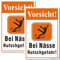 Vorsicht Bei Nässe Rutschgefahr Sign - 2 Pack, 25cm x 18cm Rust Free Aluminum Warning Sign, Weatherproof, Fade Resistant, Easy Mounting.