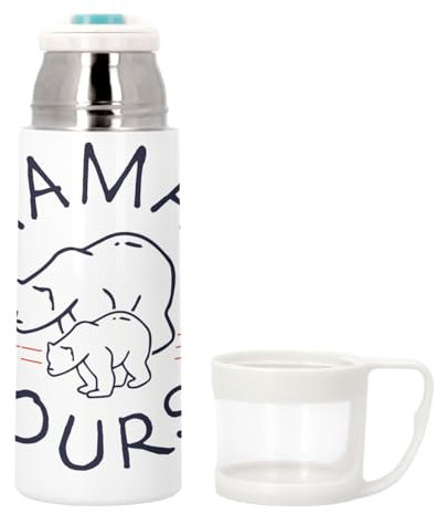 Bouteille thermo en Inox avec Tasse Intégrée - Maman Ours Famille Mignon Animal - 350ml - Bouteille Isotherme