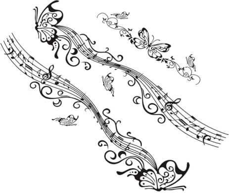 BUGUUYO Schmetterling Musik Partitur Auto Aufkleber 3 Stück Fahrzeug Aufkleber Robust Und Einfach Zu Entfernen