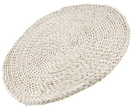 Mantel individual redondo de tejido de paja de maíz, 50 cm