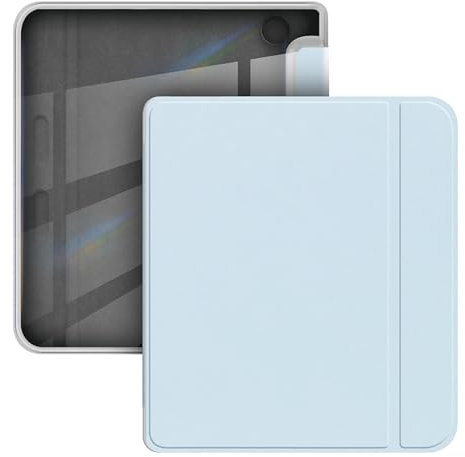 GIOPUEY Hülle Kompatibel mit Tolino Vision Color/Vision 6, Flip PU Case [PC TPU Transparente Rückseite] hautähnliche Textur - Blue