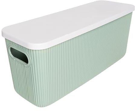 Ribelli Aufbewahrungsboxen mit Deckel, Stapelbare Boxen Aufbewahrung, Kisten Aufbewahrung mit Griffe, Kunststoff Aufbewahrungsboxen für Schlafzimmer, Schrank, Büro, Küche, 6,6l, Grün