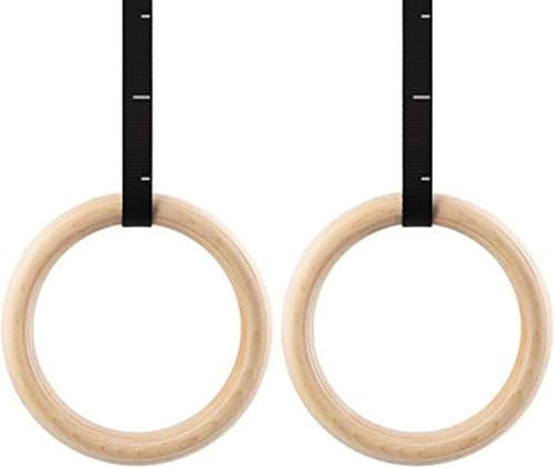 Generisch 2 Stück Turnringe Stange, Turnringe Holz Gym Rings, Gymnastikringe Fitnessringe Aus Birke 32 Mm Outdoor Indoor