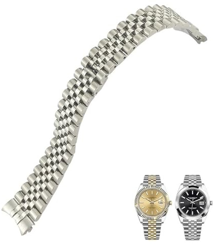 AMSOH 316L Edelstahl Uhrenarmband 20mm passend für Rolex Datejust Oyster Perpetual 36mm Zifferblattband Silber Gold Massives Armband, 20mm, agate