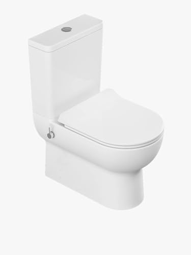Compact Rimless Bidet Toilet 80x37x62 con sedile morbido chiuso, bianco