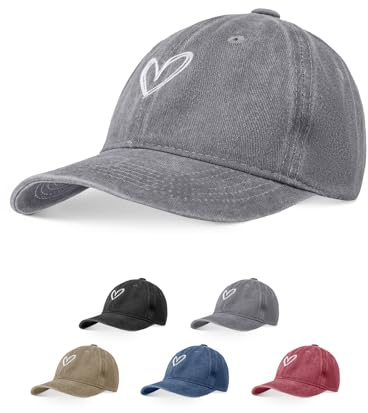Decorie Basecap Damen Kappe mit Vintage Herz-Stickerei Verstellbare Schildkappe aus Baumwolle für Sommer