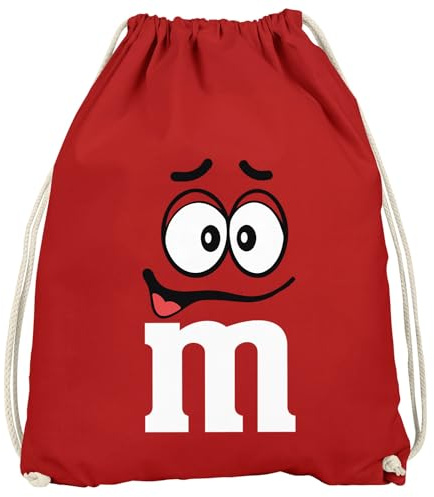 MoonWorks® Turnbeutel - M mit Gesicht - Accessoires Fasching Karneval Gadgets Spruch lustig Faschingsartikel Tasche Gymbag Rot unisize