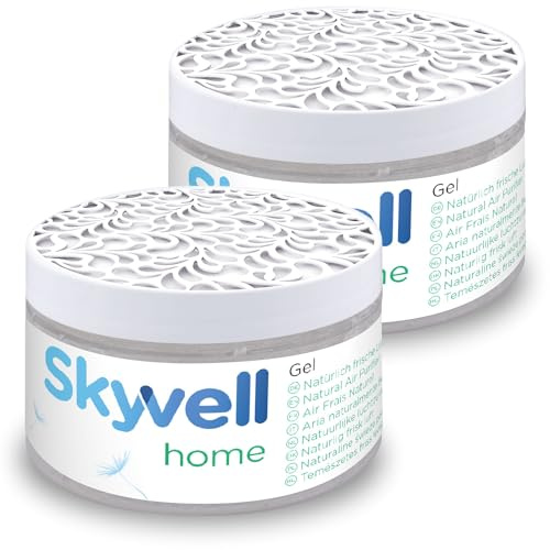 Skyvell Geruchsneutralisierer Gel 2x250g Geruchsentferner Wohnung | Eliminiert Gerüche molekular statt sie zu überdecken. 2 Dosen für bis zu 60 Tage, kein eigener Duft.