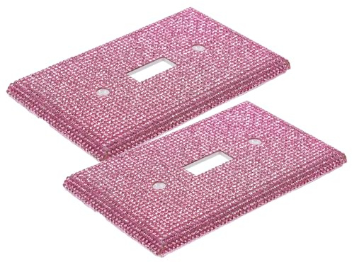 SHINEOFI Lot de 2 Plaques Murales Cache-interrupteur Rose Pailleté en Plastique Rigide, Décoration Scintillante Cuisine, Chambre et Salle de Bain, Plaques Décoratives Fonctionnelles