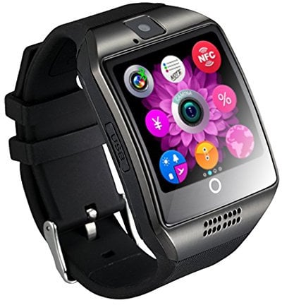 Ablebro 1.54 Inch Bluetooth SmartWatch Q18 Wristwatch Support NFC Camera TF Card Smart Watch for Android Phone IOS iphone Huawei Samsung(Black)