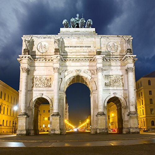 Eurographics München Siegestor bei Nacht Deco Glass, Mehrfarbig, 50 x 50 cm