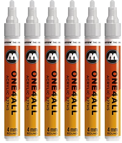 Molotow One4All 227HS Acryl Marker (4,0 mm Strichstärke, hochdeckend und permanent, UV-beständig, für fast alle Untergründe) 6 Stück Farbe 237 graublau hell | 4,0 mm Strichstärke, hochdeckend und permanent, schnell trocknend, UV-beständig, nachfüllbar, für fast alle Untergründe