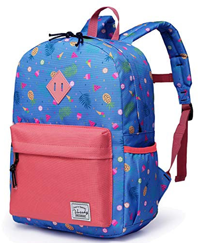 VASCHY Kinderrucksack Mädchen, Niedlich Wasserdicht Vorschule Kinder Rucksack Kindergarten Kleinkind Schulranzen mit Brustgurt Früchte