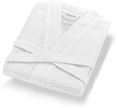A&B Traders Waffle Weave White Bathrobe 200TC Summer Dressing Gown Hotel Quality 100% Cotton MaterialXLWhite