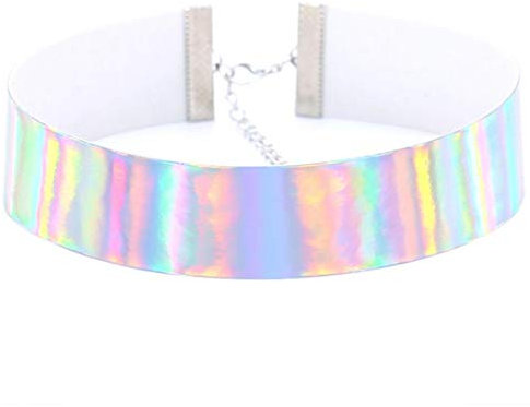 Bongles Multicolor Holographic Hologram PU Große O-Form-Ring Neckband-Halskette