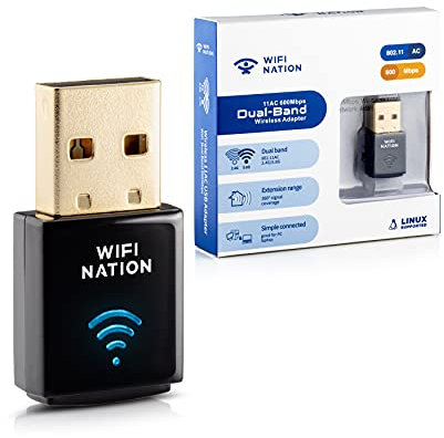 WiFi NationWLAN-Dongle Mini 802.11ac AC600 USB WLAN-Adapter, Chipsatz: Realtek RTL8811AU, Dual Band 2,4 GHz oder 5 GHz, Windows, MacOS und Linux unterstützt