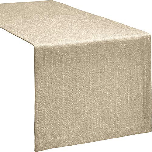 Erwin Müller Tischwäsche, Tischläufer Uni, Krefeld beige Größe 40x170 cm - fleckabweisend, schmutzunempfindlich und leicht zu reinigen, Leinen-Optik (weitere Farben, Größen)