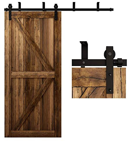 CCJH 5FT-1.52M Binario per Porta Scorrevole Kit soffitto Set di Porte Scorrevoli Singole con Sistema di Guide a Staffa a Forma di L