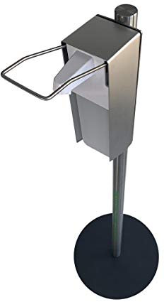 Mobile Hygienestation HS-100 für z.B Desinfektionsmittel oder Handpflegeprodukte, 1000ml Behälter Edelstahl verkleidet
