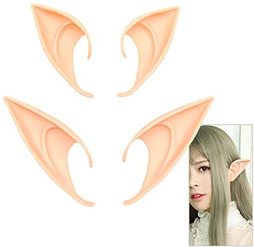 Feeziloe Pixie Elf Ear, Fairy Ears, Cosplay Halloween Party Live broadcast Props, Anime Party Dress Up Costume, Masquerade Ball Elven Vampire Ears(2 Pair-Nature Color)