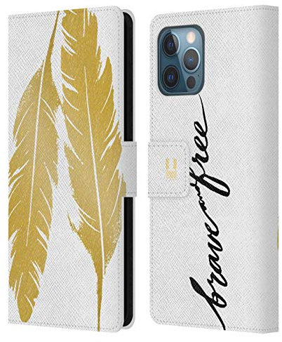 Head Case Designs Brave And Free Grand As Gold Leather Wallet Case Compatible With Apple iPhone 12 Pro Max