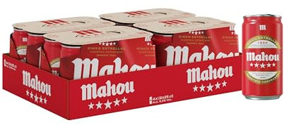 Mahou 5 Estrellas Cerveza Especial Dorada Lager, Pack de 24 Latas x 25 cl, Sabor 5 Estrellas, 5,5% Volumen de Alcohol