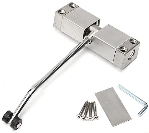 ying Stangentürschließer AutomatikRostfreier Stahl Schließen Türschliesser, Federtürschließer, Türgewicht bis 40 Kg, Mit Hexschlüssel und SchraubenJustierbare Türfeder mit Rollen, Schwarz