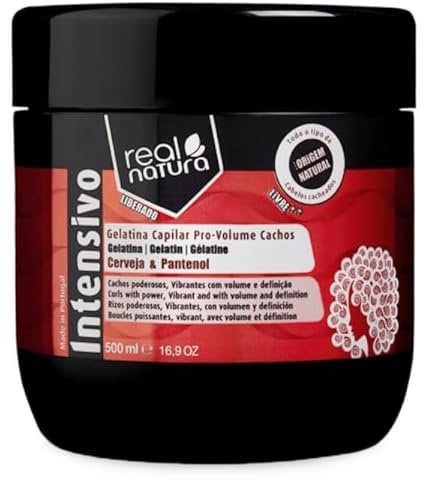 Real Natura - Gelatina Capilar Pro-Volume Cachos - Definición de Rizos - Volumen - Control del Frizz - Hidratación y Suavidad - 500 ml