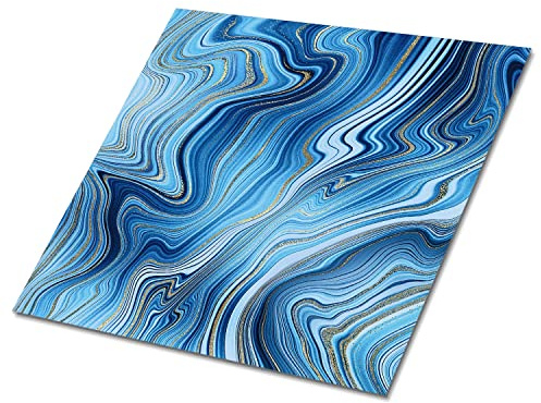 Decormat Selbstklebende Vinylfliesen Blau Wandfliesen für die Küche Fliesenaufkleber Dekoartikel Aufkleber Satz von 9 Fliesen - 30x30 cm Bodenbeläge PVC - Marmorstruktur
