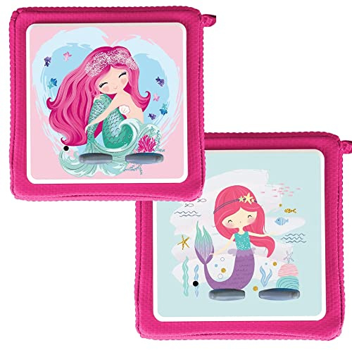 MeinBaby123® Schutzfolie kompatibel mit Toniebox 2er Set | Schutzcover selbstklebend | Premium Qualität | Aufkleber passgenau I Folie Sticker I Toniebox Zubehör (2er Set Meerjungfrauen)