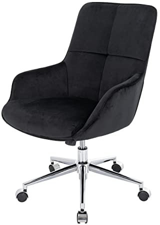 Mendler Bürostuhl HWC-J64, Drehstuhl Schreibtischstuhl Lehnstuhl, mit Armlehne höhenverstellbar Samt MVG - schwarz