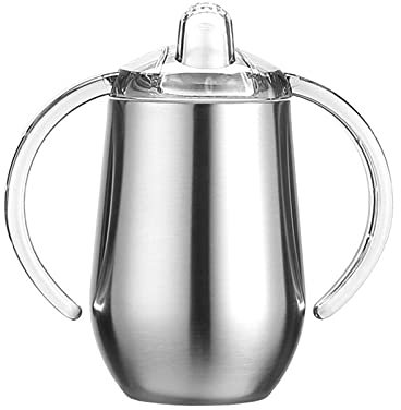 FONDUO Tasse de Apprentissage Bébé, Tasse Paille Enfant en Acier Inoxydable, Gobelet à Bec Tasse Isotherme, Tasse De Boisson Bouteille De Lait pour Enfants (Couleur INOX)