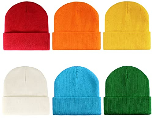 Geebuzz 6 Pack Beanie Cap for Kids, Children's Girls Boys Colorful Warmer Stretchy Knitted Beanie Hat Unisex 1-10 Years Skull Beanie Hat Caps for Winter Autumn (6pack-Multicolor-2)