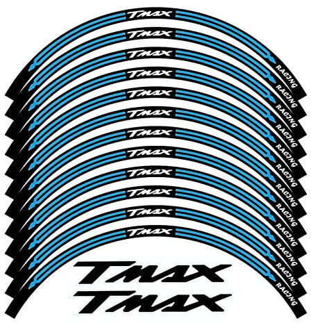 per Ya-MA-HA T-Max 500/530/560 TMAX500 TMAX530 TMAX560 Moto Ruota Sticker Rflective Scooter Rim Accessori della Banda Deca Ruote Strisce Cerchi Moto (Color : 15 inch Blue)