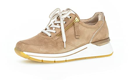 Gabor Damen Low-Top Sneaker, Frauen Halbschuhe,Wechselfußbett,Komfortable Mehrweite (H),Strassenschuhe,Sand/Muschel(Gold),40.5 EU / 7 UK