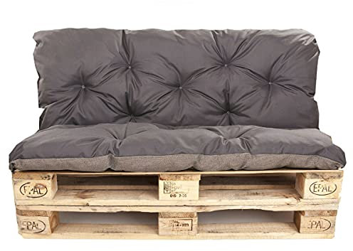 Palettenkissen Outdoor - Palettenkissen Set - Palettenkissen Set Indoor (Sitzkissen 120x50 +Rückenlehne 120x40, Anthrazit)