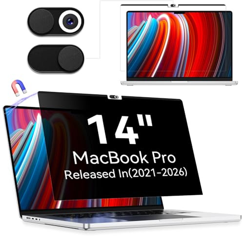 Magnétique Filtre de Confidentialité pour MacBook Pro 14 M5 M4 M3 M2 M1 | Amovible Privacy Screen pour Mac Pro 14 (2021-2026) Protection Ecran Anti Espion Reflet Anti-Lumière Bleu