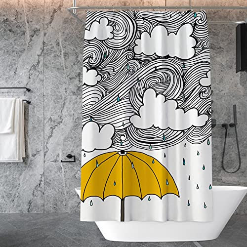 Musihy Duschrollo 80 cm Breit, Duschrollo für Badewanne Weiß Himmel-Wolken-Regenschirm-Regen Duschrollo für Badewanne Schmal