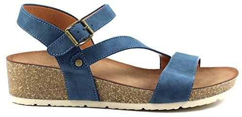 Lunar Ladies Cluster Navy Wedged Sandal