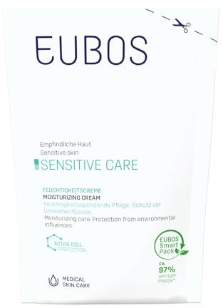 EUBOS SENSITIVE PFLEGE I Feuchtigkeitscreme Nachfüllbeutel I Intensive Pflege für empfindliche Haut I Fördert ein gesundes Aussehen der Haut I Hautverträglichkeit dermatologisch bestätigt I 50ml
