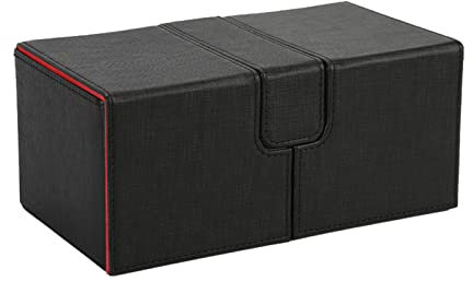 MENAYODA Premium Magnetic Deck Box,Kartenbox Aufbewahrungsbox für Karten,Große Größe für 200+ Karten,Trading Card Box (Big200+ Karten, Schwarz+Rot)