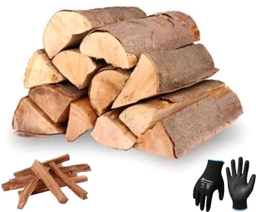 20kg Brennholz 100% Buchenholz inkl. Handschuhe & Anzündholz für Kaminofen, Ofen, Lagerfeuer, Kaminholz, Feuerholz, Smoker, Holzbriketts, Hartholz ofenfertig