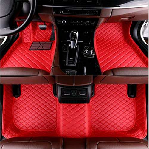 Personalisierung Anpassen Autofussmatten - 3D Luxus PU-Leder Auto Fussmatten Massanfertigung, Nach Maß Fußmatten Kompatibel mit 99% AutoMarke Modell (Rot)