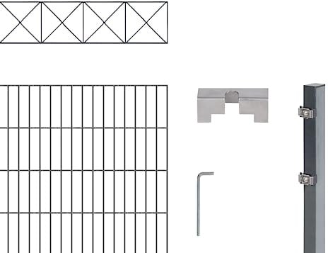 Alberts 667832 Doppelstabmattenzaun »Nexus« als 12 tlg. Zaun-Komplettset | verschiedene Längen und Höhen | kunststoffbeschichtet, anthrazit | Höhe 160 cm | Länge 4 m
