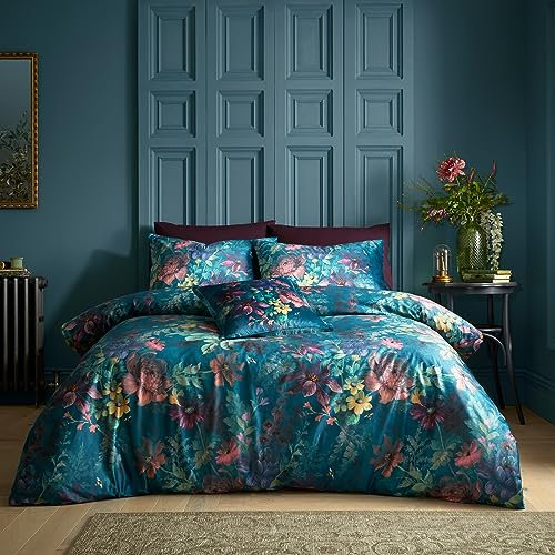 Catherine Lansfield Bridgerton Romantic Floral Super King Duvet Cover Set with Pillowcases Teal