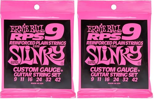 Ernie Ball Super Slinky RPS E-Gitarrensaiten, Nickelwicklung, Stärke 9–42 (Packung mit 2)