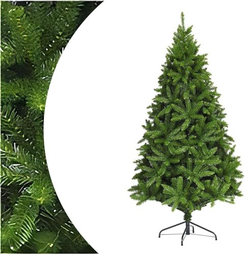 SPOTRAVEL 5FT/6FT Artificial Christmas Tree, Hinged Xmas Tree with Metal Stand, Unlit Decorative Tree for Home Office Shop (5 FT)