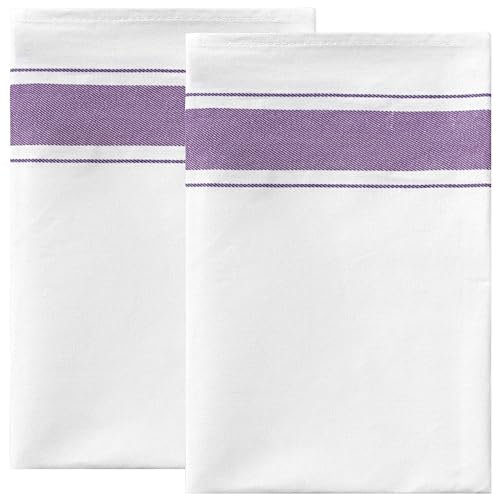 Uxcell Stripe Tea Towels Set, 50cm x 70cm, Absorbent Linen Kitchen Towel, Hand Towels for Hotels, Restaurants and Home Purple Pack of 2